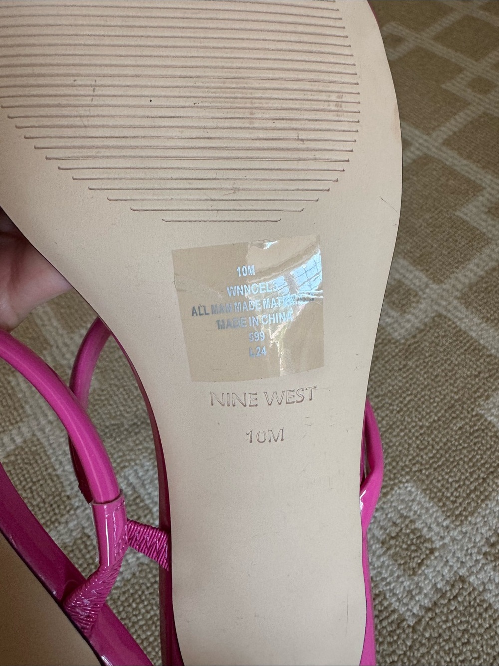 Nine West Noel3 Hot Pink Kitten Heel Slide Sandals Square Toe Size 10 - Picture 14 of 15